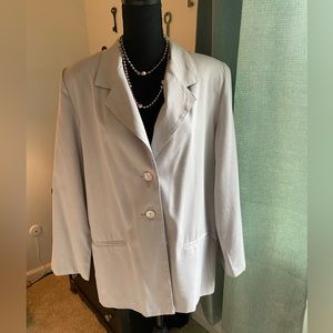 EUC, Sag Harbor Light Grey Linen Blazer w/ Shawl Collar, Lightweight, Sz 14